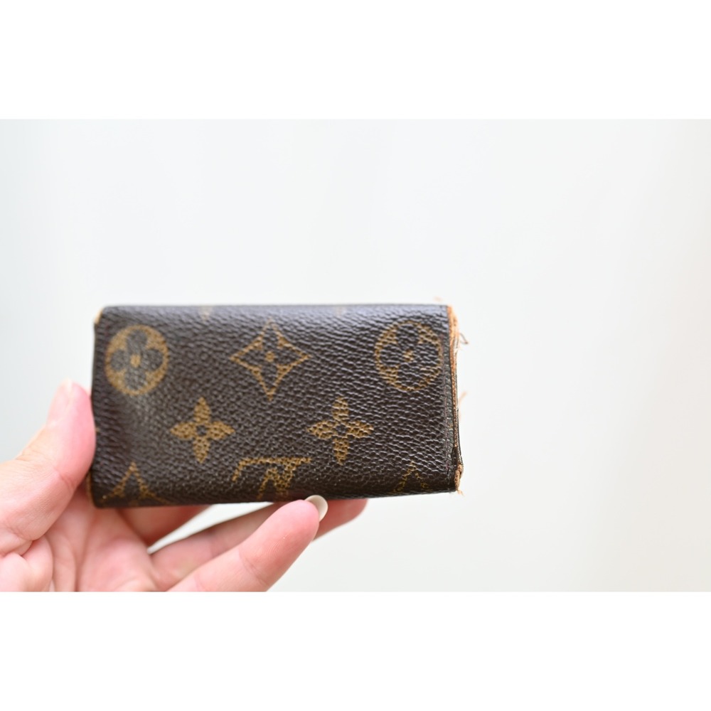 Louis Vuitton Monogram 4 Key Holder Brown Leather Vintage Made in France - Picture 2 of 6